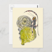 ヴィンテージかわいいファンタジー蝶の妖精と翼 ポストカード (正面/裏面)