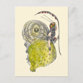 ヴィンテージかわいいファンタジー蝶の妖精と翼 ポストカード (正面)