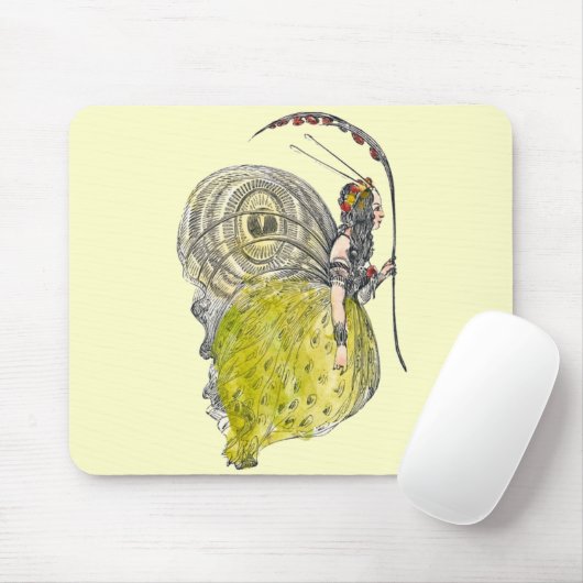 ヴィンテージかわいいファンタジー蝶の妖精と翼 マウスパッド (マウス)