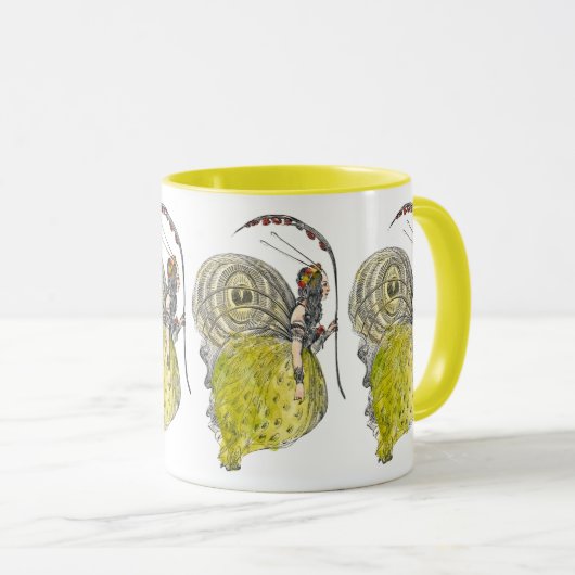 ヴィンテージかわいいファンタジー蝶の妖精と翼 マグカップ (正面右)