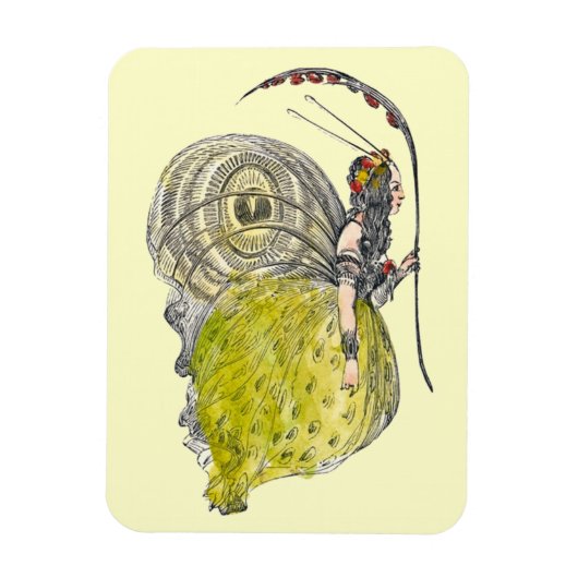 ヴィンテージかわいいファンタジー蝶の妖精と翼 マグネット (縦)