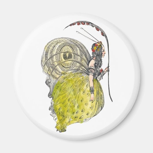 ヴィンテージかわいいファンタジー蝶の妖精と翼 マグネット (正面)