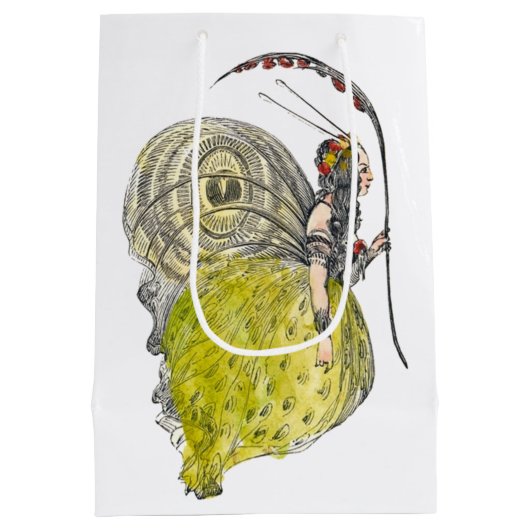 ヴィンテージかわいいファンタジー蝶の妖精と翼 ミディアムペーパーバッグ (裏面)