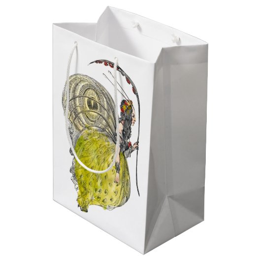 ヴィンテージかわいいファンタジー蝶の妖精と翼 ミディアムペーパーバッグ (裏面アングル)