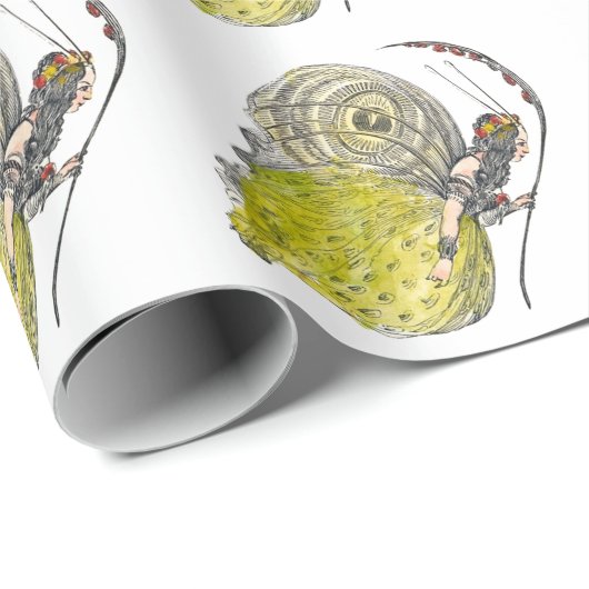 ヴィンテージかわいいファンタジー蝶の妖精と翼 ラッピングペーパー (ロールコーナー)