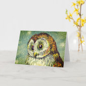ヴィンテージかわいいフクロウイラストレーション星空 カード (黄色い花)