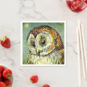 ヴィンテージかわいいフクロウイラストレーション スタンダードカクテルナプキン (インサイチュ)