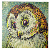 ヴィンテージかわいいフクロウイラストレーション タイル (正面)