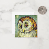 ヴィンテージかわいいフクロウイラストレーション ノートカード (正面/裏面インサイチュ)