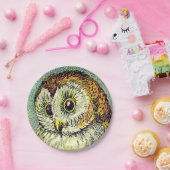 ヴィンテージかわいいフクロウイラストレーション ペーパープレート (パーティー)