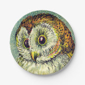 ヴィンテージかわいいフクロウイラストレーション ペーパープレート (正面)