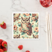 ヴィンテージかわいいフクロウ模様 スタンダードカクテルナプキン (インサイチュ)