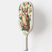 ヴィンテージかわいいフクロウ模様 ピックルボールラケット (左)