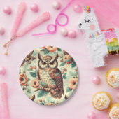 ヴィンテージかわいいフクロウ模様 ペーパープレート (パーティー)