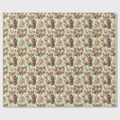 ヴィンテージかわいいフクロウ模様 ラッピングペーパー (フラット)