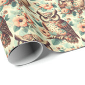 ヴィンテージかわいいフクロウ模様 ラッピングペーパー (ロールコーナー)