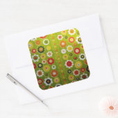 ヴィンテージかわいいフラワーパワーレトロ壁紙 スクエアシール (封筒)