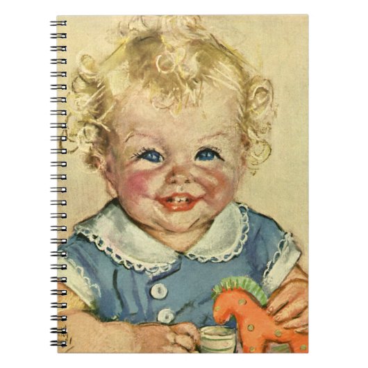 ヴィンテージかわいいブロンドスカンジナビア男の赤ちゃんまたは女の子 ノートブック (正面)