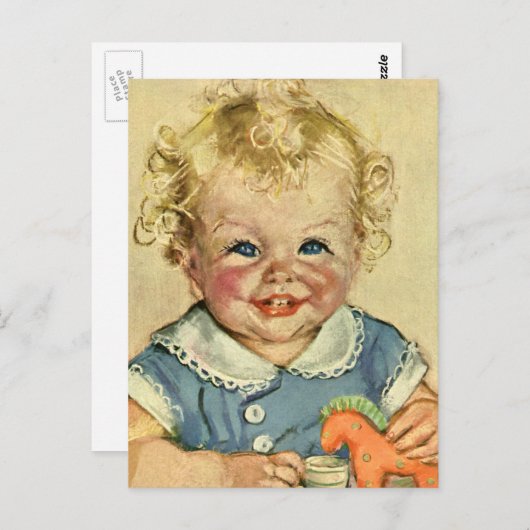 ヴィンテージかわいいブロンドスカンジナビア男の赤ちゃんまたは女の子 ポストカード (正面/裏面)