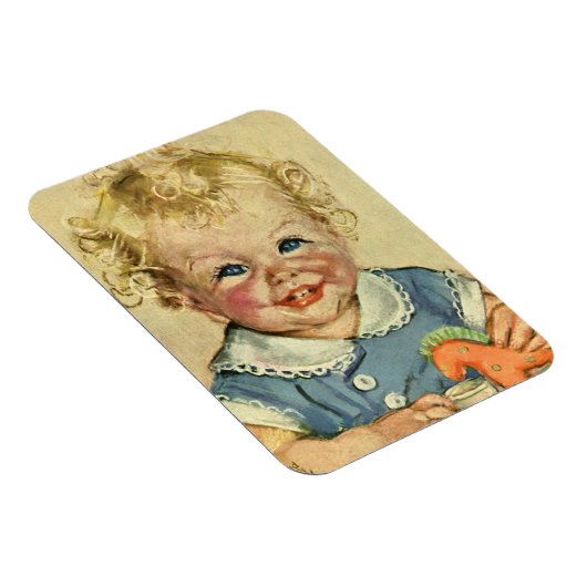 ヴィンテージかわいいブロンドスカンジナビア男の赤ちゃんまたは女の子 マグネット (右側)