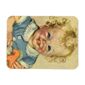 ヴィンテージかわいいブロンドスカンジナビア男の赤ちゃんまたは女の子 マグネット (横)