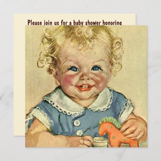 ヴィンテージかわいいブロンドスカンジナビア男の赤ちゃんまたは女の子 招待状 (正面/裏面)