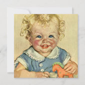 ヴィンテージかわいいブロンドスカンジナビア男の赤ちゃんまたは女の子 招待状 (正面)