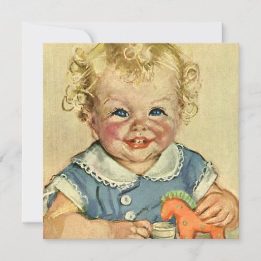 ヴィンテージかわいいブロンドスカンジナビア男の赤ちゃんまたは女の子 招待状 (正面)