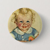 ヴィンテージかわいいブロンドスカンジナビア男の赤ちゃんまたは女の子 缶バッジ (正面)