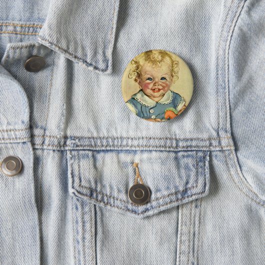 ヴィンテージかわいいブロンドスカンジナビア男の赤ちゃんまたは女の子 缶バッジ (インサイチュ)