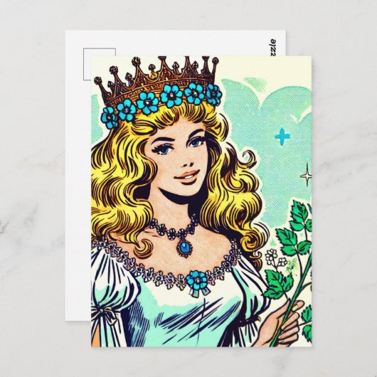 ヴィンテージかわいいプリンセス漫画 ポストカード (正面/裏面)