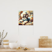 ヴィンテージかわいいプー絵画ドル ポスター (キッチン)