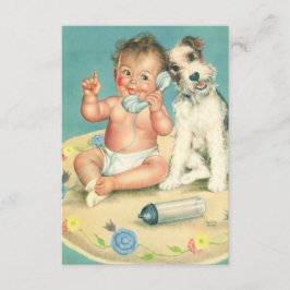 ヴィンテージかわいいベビーと子犬の住所の変更 案内状