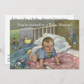 ヴィンテージかわいいベビーのおもちゃベビーシャワー 招待状 (正面/裏面)