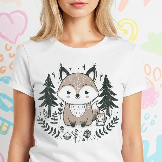 ヴィンテージかわいいベビーキツネ Tシャツ