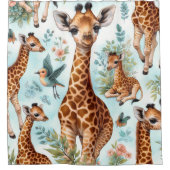 ヴィンテージかわいいベビーキリン柄 シャワーカーテン (正面)