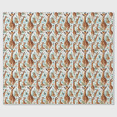 ヴィンテージかわいいベビーキリン柄 ラッピングペーパー (フラット)