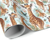 ヴィンテージかわいいベビーキリン柄 ラッピングペーパー (ロールコーナー)