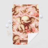 ヴィンテージかわいいベビーゾウ模様 ゴルフタオル (インサイチュ)