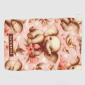 ヴィンテージかわいいベビーゾウ模様 ゴルフタオル (横)