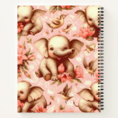 ヴィンテージかわいいベビーゾウ模様 ノートブック (裏面)