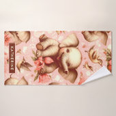 ヴィンテージかわいいベビーゾウ模様 バスタオル (バスタオル)