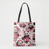 ヴィンテージかわいいベビーパンダシームレス トートバッグ (正面)