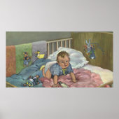 ヴィンテージかわいいベビー遊ズインクリブ,子供の昼寝時間 ポスター (正面)