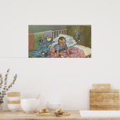 ヴィンテージかわいいベビー遊ズインクリブ,子供の昼寝時間 ポスター (キッチン)