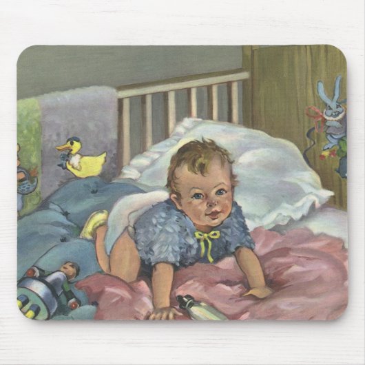 ヴィンテージかわいいベビー遊ズインクリブ,子供の昼寝時間 マウスパッド (正面)