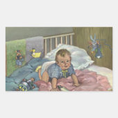 ヴィンテージかわいいベビー遊ズインクリブ，子供の昼寝時間 長方形シール (正面)