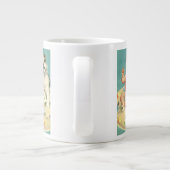 ヴィンテージかわいいベビー電話で話す子犬 ジャンボコーヒーマグカップ (裏面)