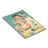 ヴィンテージかわいいベビー電話で話す子犬 ノートブック (右側)