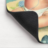 ヴィンテージかわいいベビー電話で話す子犬 マウスパッド (コーナー)